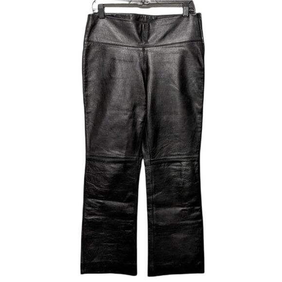 EXPRESS Black Leather Straight Leg Pants - Picture 2 of 6